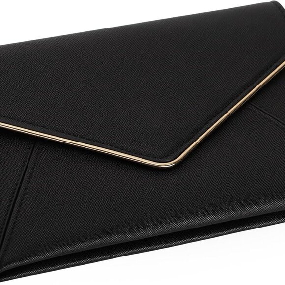 Evening Clutch Handbag Faux Leather Envelope Formal Party Purse - Picture 6 of 8
